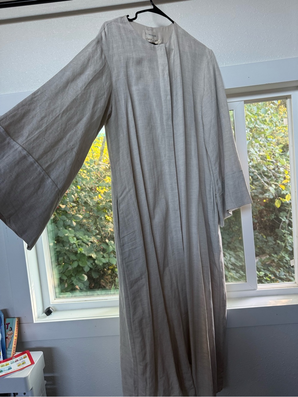 Veiled Linen Minimalist neutral Maxi button down Dress
